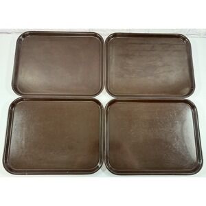 Vintage Brown Lot Of 4 Bolta Serving Tray Cafeteria School MCM 18x14 Bakelite